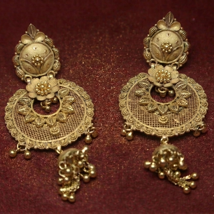 20KT Antique Gold Jhumka Jhale